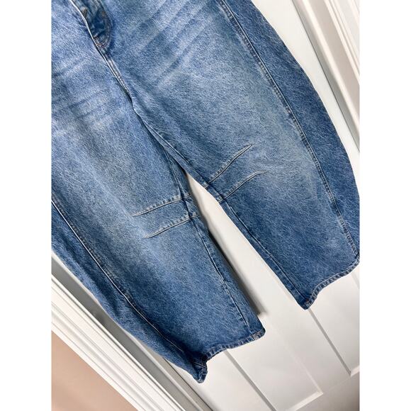 We the Free People Women's Denim Mid Waist Barrel Cropped Jeans Blue Size 30 - Picture 5 of 14